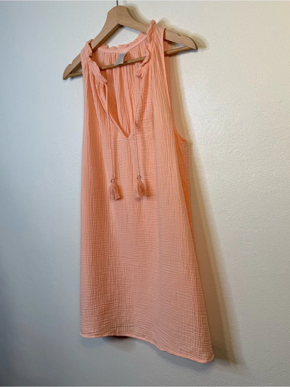 Kona Sol Womens Peach Lightweight 100% Cotton Sundress Swim Cover Up Size Small